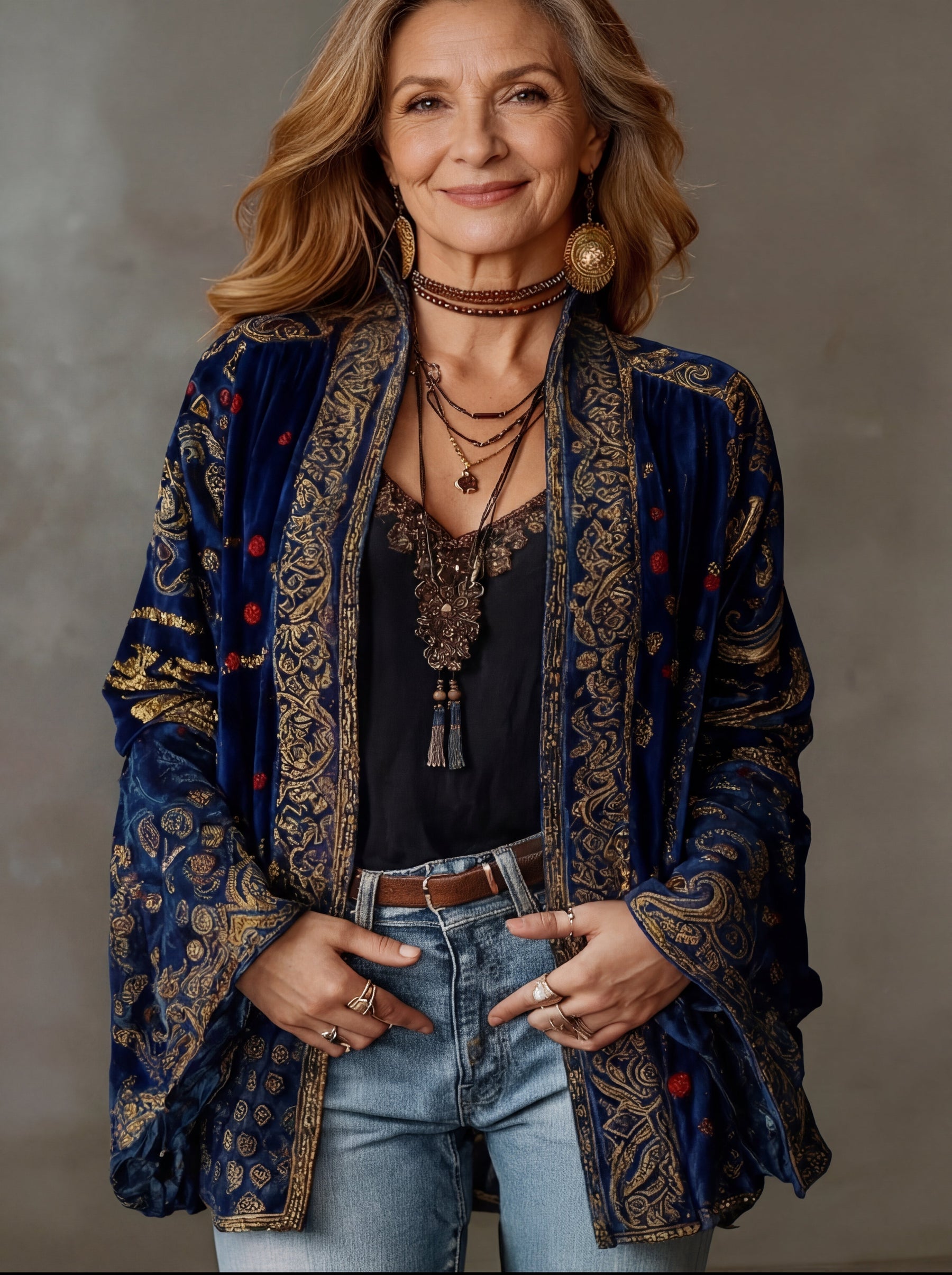 Bohemian Paisley Velvet Kimono Jacket