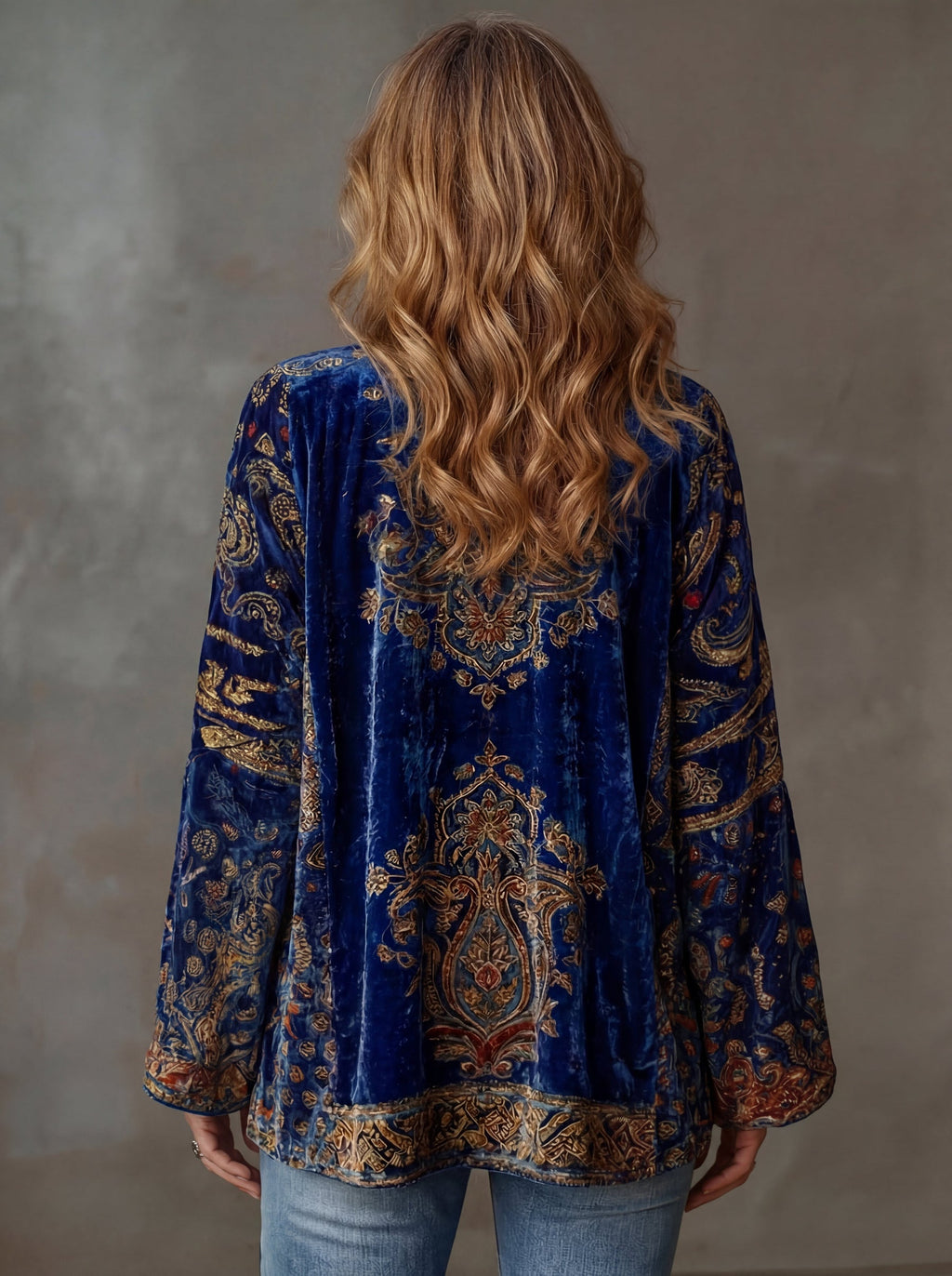 Bohemian Paisley Velvet Kimono Jacket