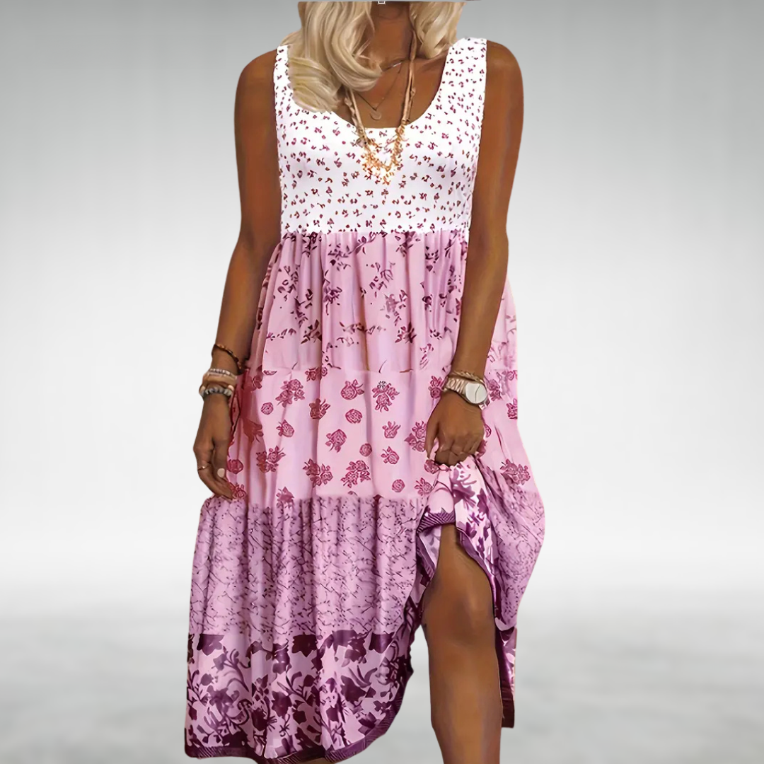 Covernorth Women's Floral Print Patchwork Boho Maxi Dress