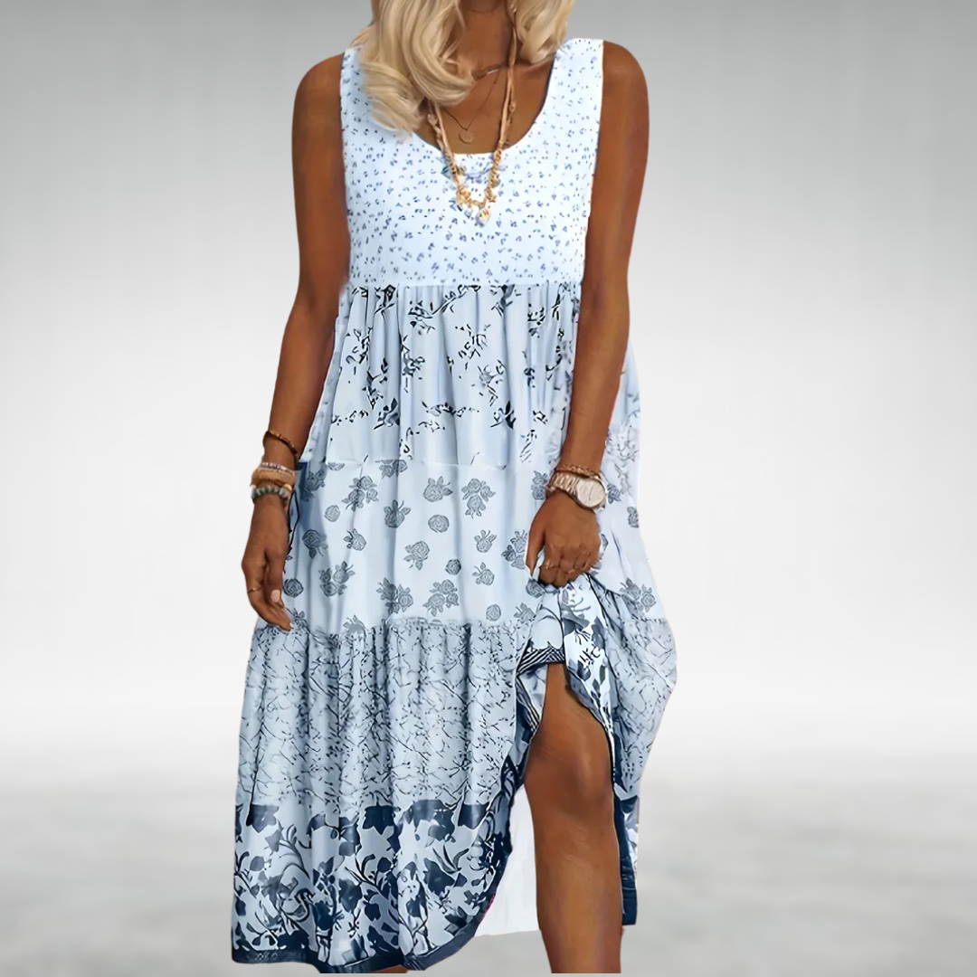 Covernorth Women's Floral Print Patchwork Boho Maxi Dress