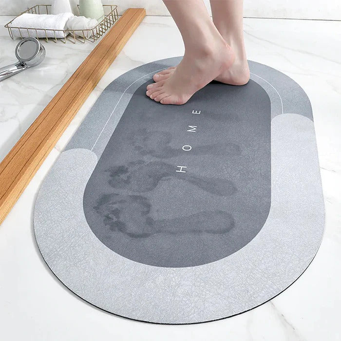 Ultra-Absorbent Quick-Dry Oval Bath Mat Non-Slip Bathroom Rug