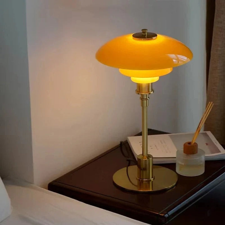 Curved Tiered Table Lamp | Dimmable Warm Light | Bedroom & Study