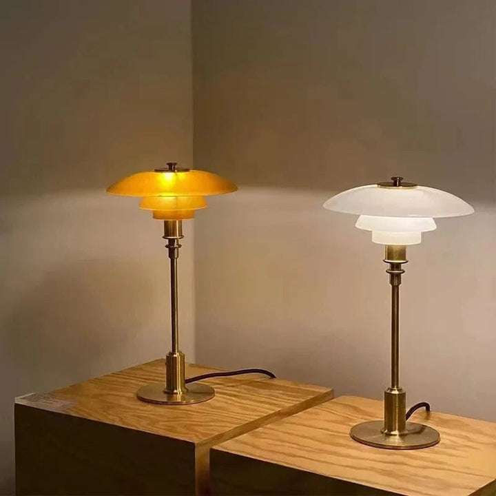 Curved Tiered Table Lamp | Dimmable Warm Light | Bedroom & Study