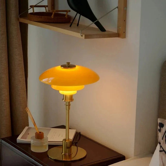 Curved Tiered Table Lamp | Dimmable Warm Light | Bedroom & Study