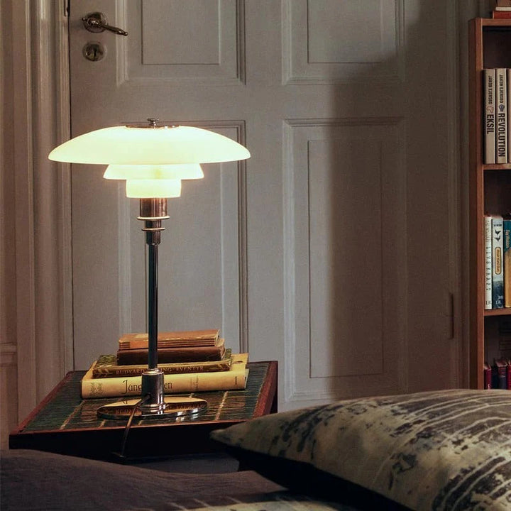 Curved Tiered Table Lamp | Dimmable Warm Light | Bedroom & Study
