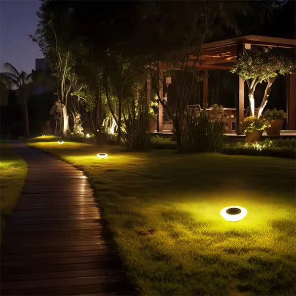 Solar LED Disk Lights │ IP65 Waterproof Rechargeable │ Yard & Path