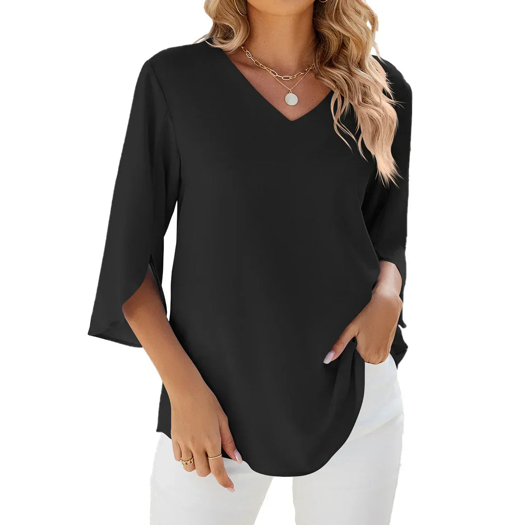 Women’s V-Neck Flutter Sleeve Blouse