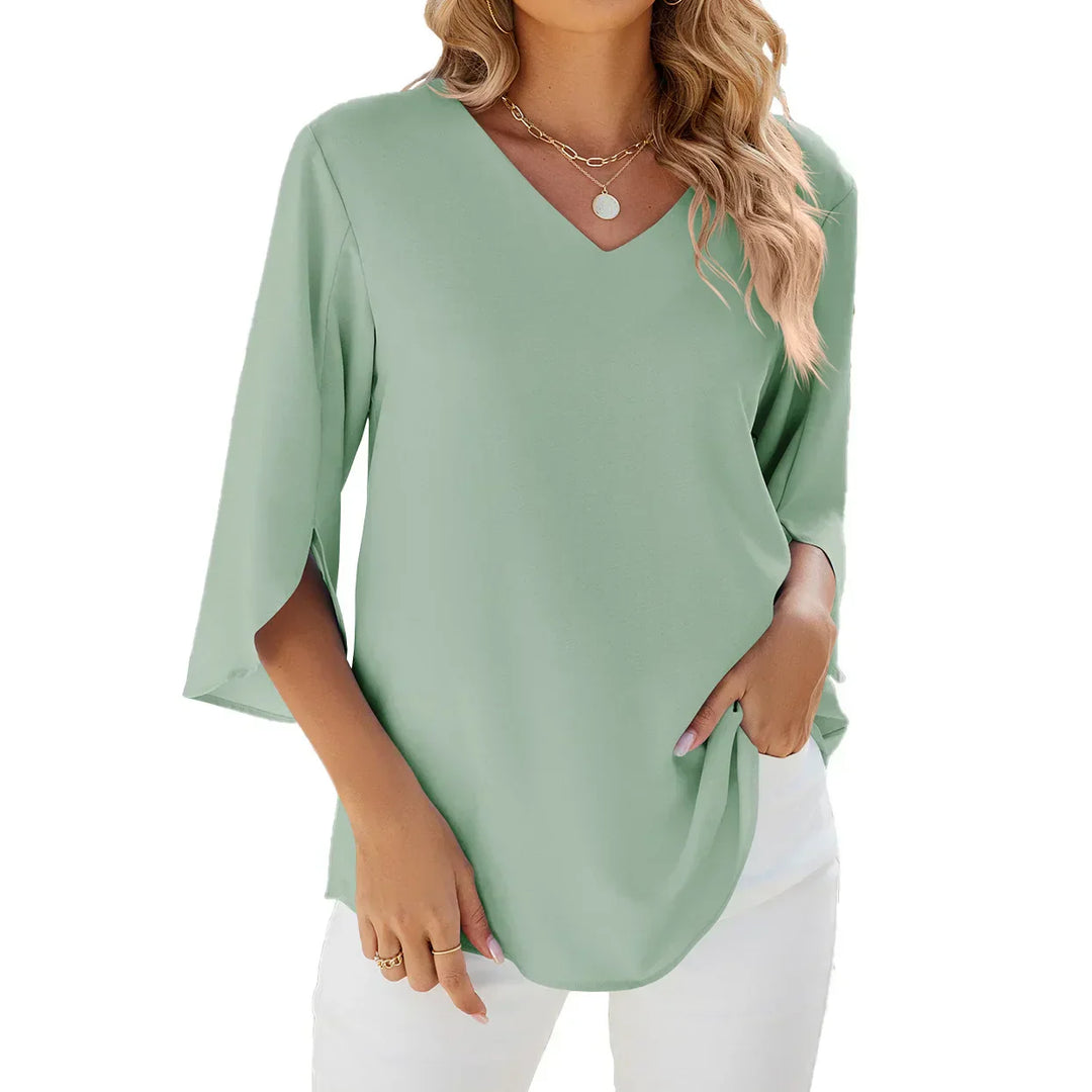 Women’s V-Neck Flutter Sleeve Blouse