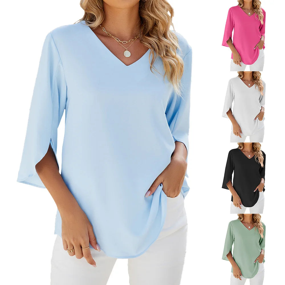 Women’s V-Neck Flutter Sleeve Blouse