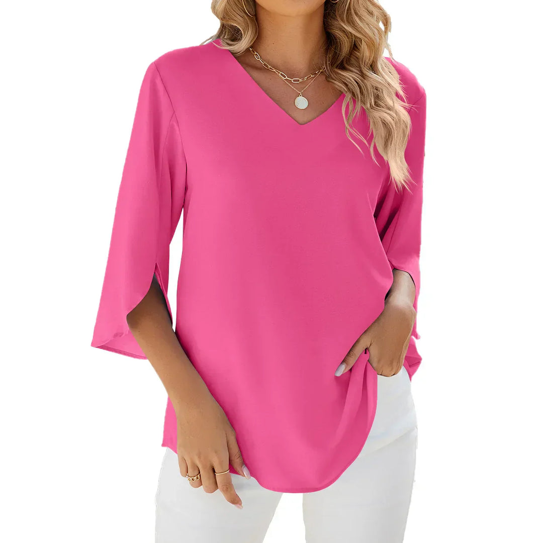 Women’s V-Neck Flutter Sleeve Blouse