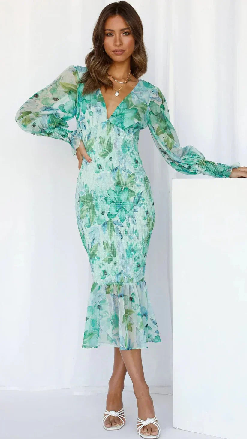 Covernorth Women's Floral V-Neck Midi Dress