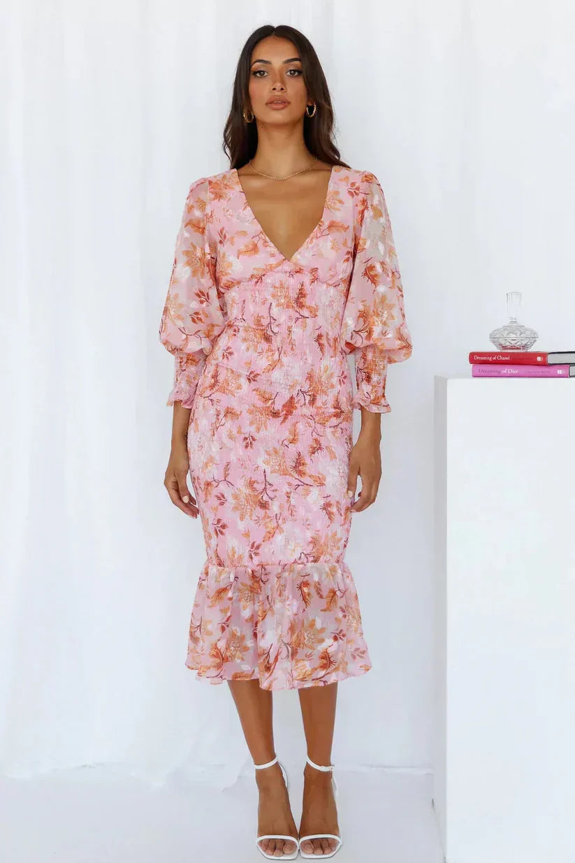 Covernorth Women's Floral V-Neck Midi Dress