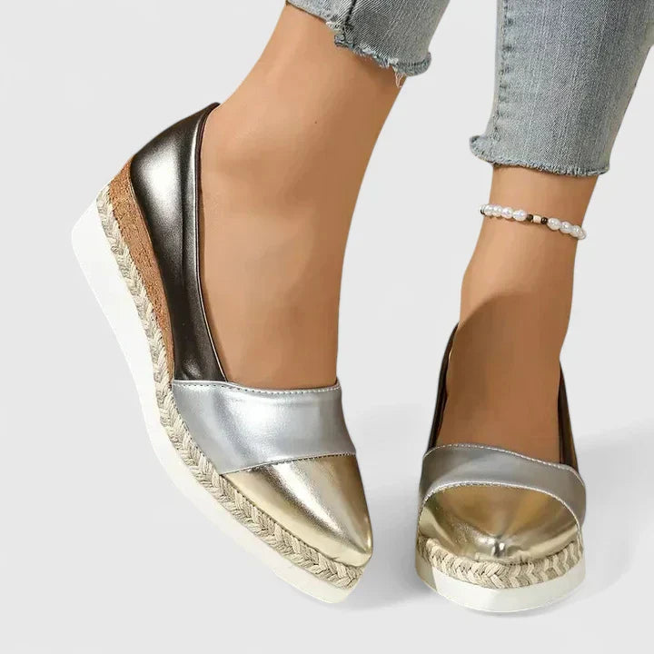 Women Pointed Toe Platform Espadrille Wedges