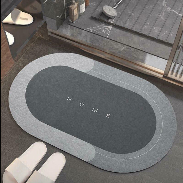 Ultra-Absorbent Quick-Dry Oval Bath Mat Non-Slip Bathroom Rug