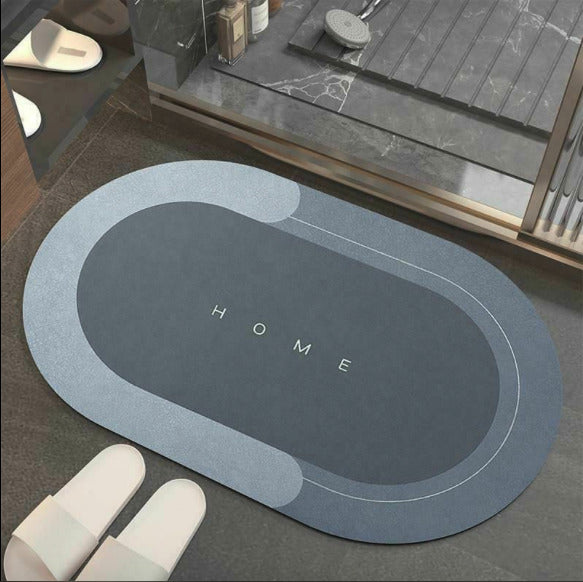 Ultra-Absorbent Quick-Dry Oval Bath Mat Non-Slip Bathroom Rug