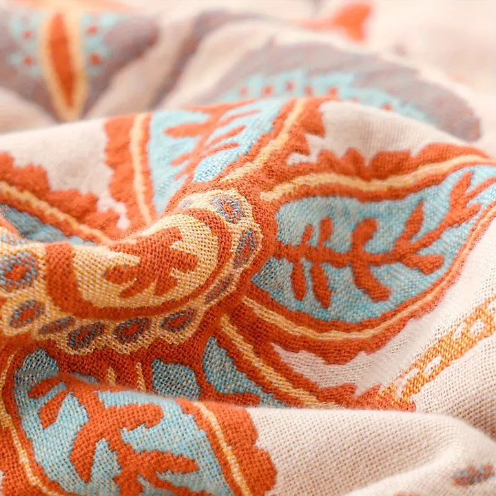 Bohemian Floral Throw Blanket - Luxury Fringed Couch Cover