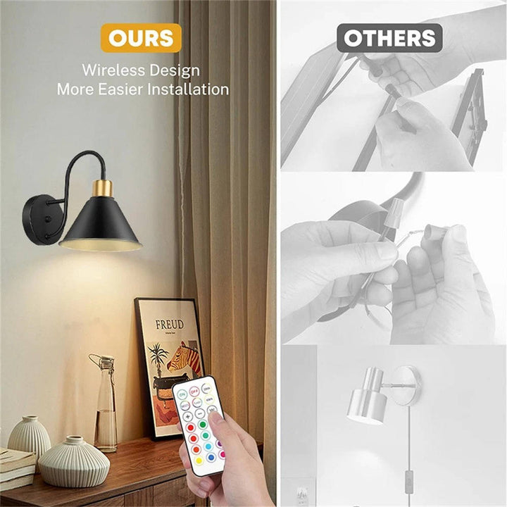 Battery Wall Sconces │ Remote RGB Color Changing │ Bedroom & Living 2Pc