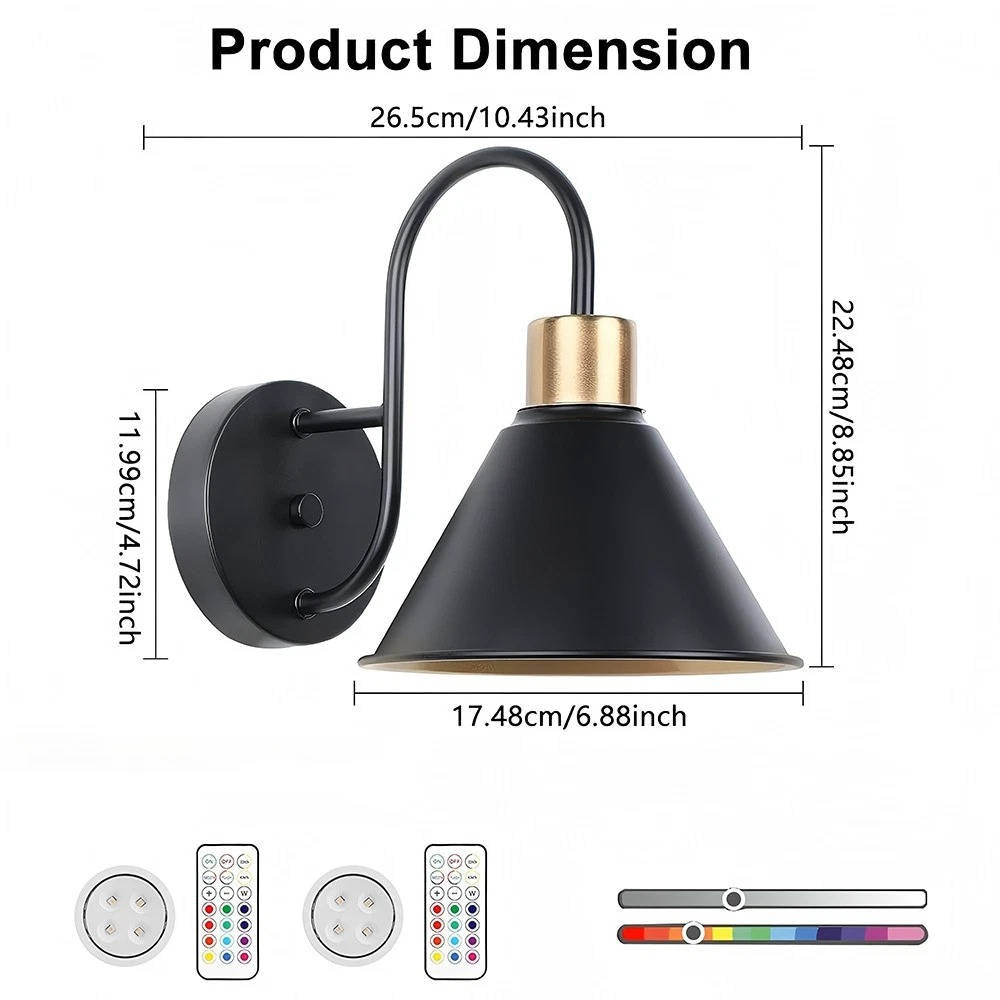 Battery Wall Sconces │ Remote RGB Color Changing │ Bedroom & Living 2Pc