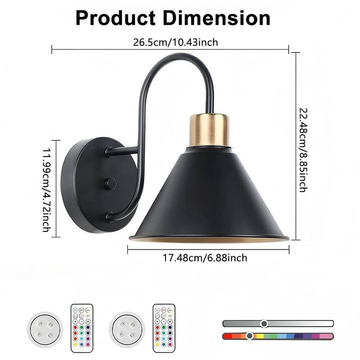 Battery Wall Sconces │ Remote RGB Color Changing │ Bedroom & Living 2Pc