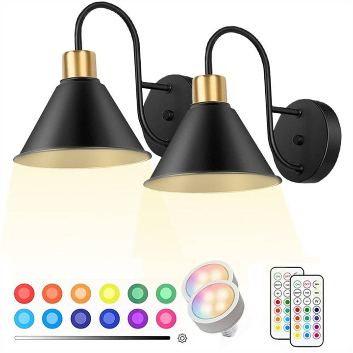 Battery Wall Sconces │ Remote RGB Color Changing │ Bedroom & Living 2Pc