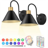 Battery Wall Sconces │ Remote RGB Color Changing │ Bedroom & Living 2Pc