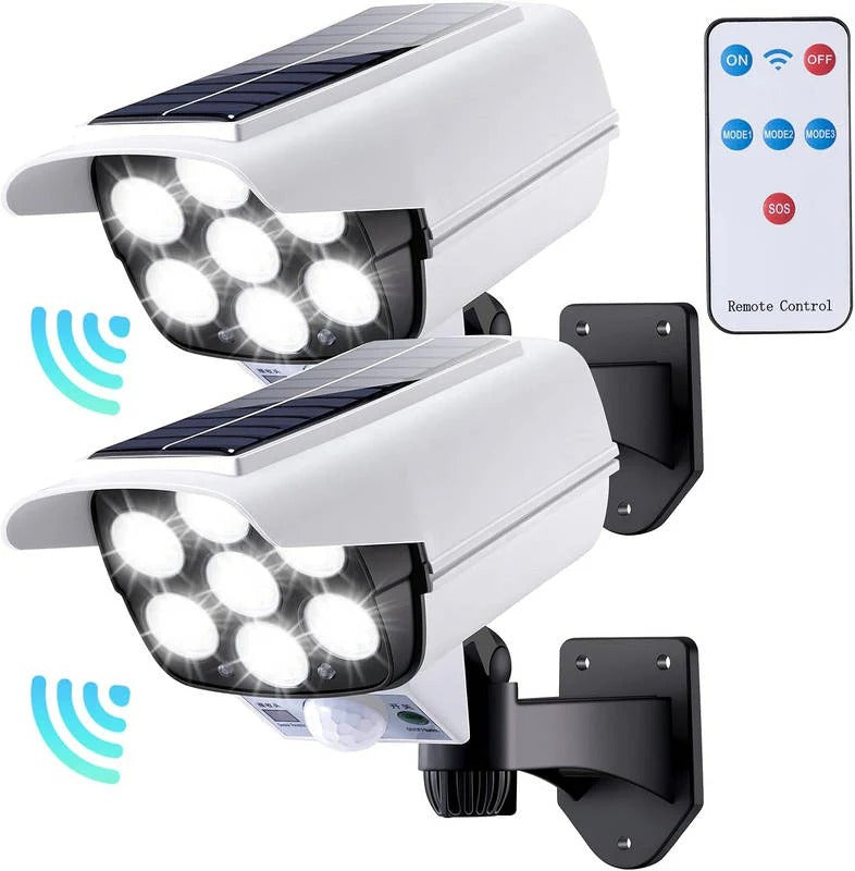 2 Pack Ultra-Bright Solar Motion Sensor Outdoor Security Light Remote