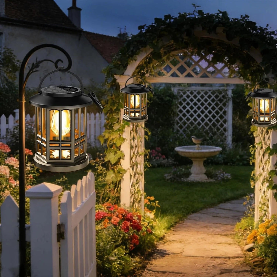 Solar Hanging Lanterns | Auto-Sensor LED | Garden & Patio | 2 Pack