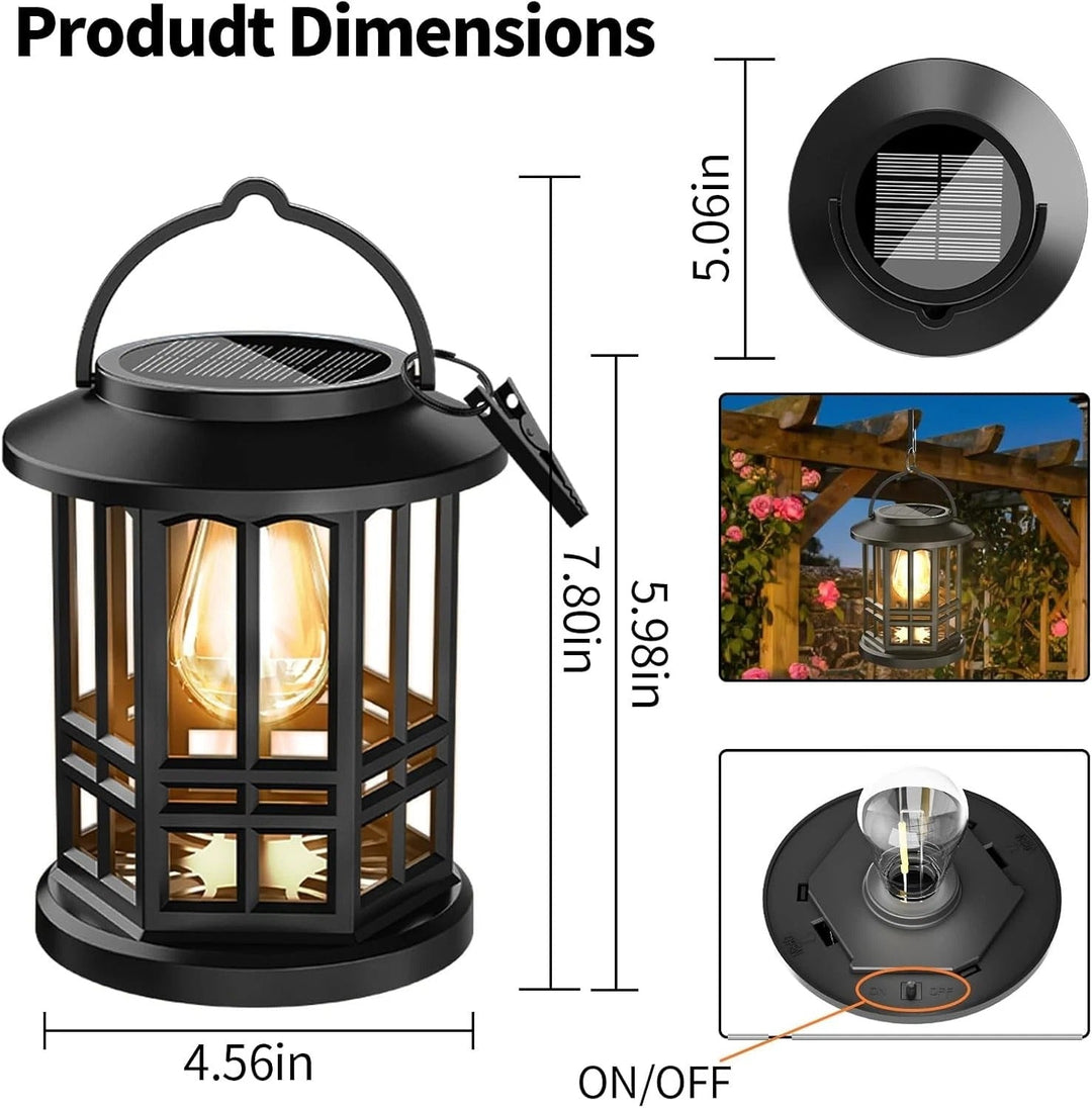Solar Hanging Lanterns | Auto-Sensor LED | Garden & Patio | 2 Pack