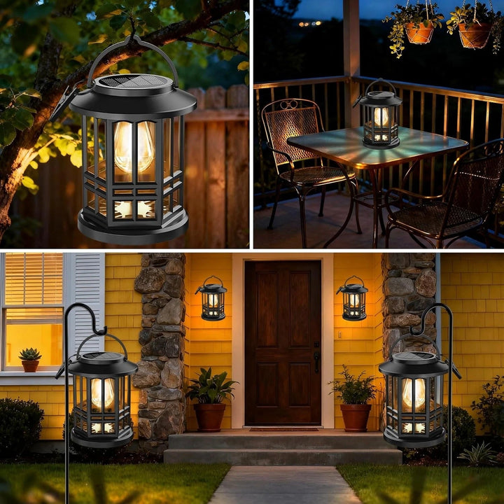 Solar Hanging Lanterns | Auto-Sensor LED | Garden & Patio | 2 Pack