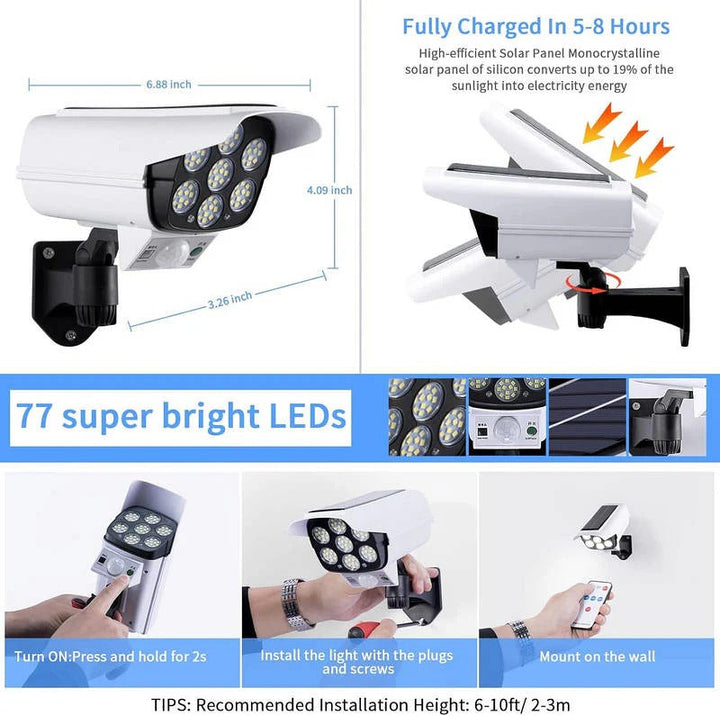 2 Pack Ultra-Bright Solar Motion Sensor Outdoor Security Light Remote