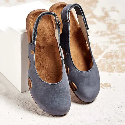 Women Suede Slingback Cutout Flats