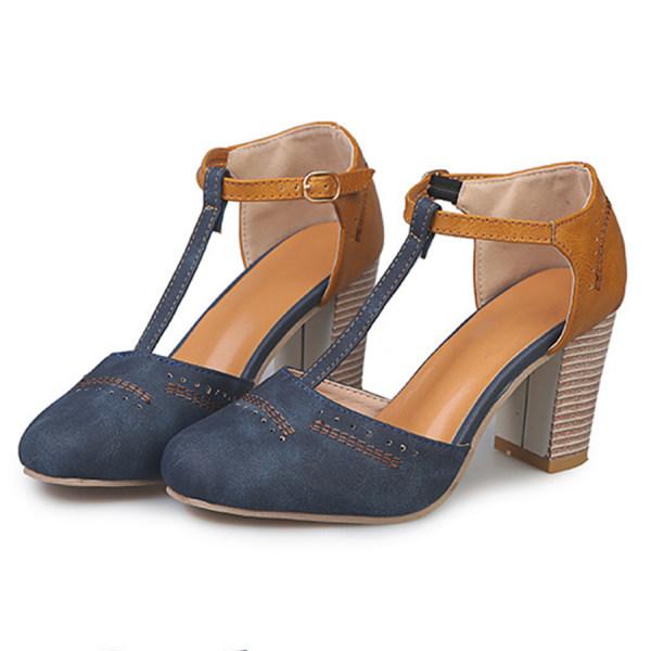 Covernorth Women’s Two-Tone T-Strap Block Heels