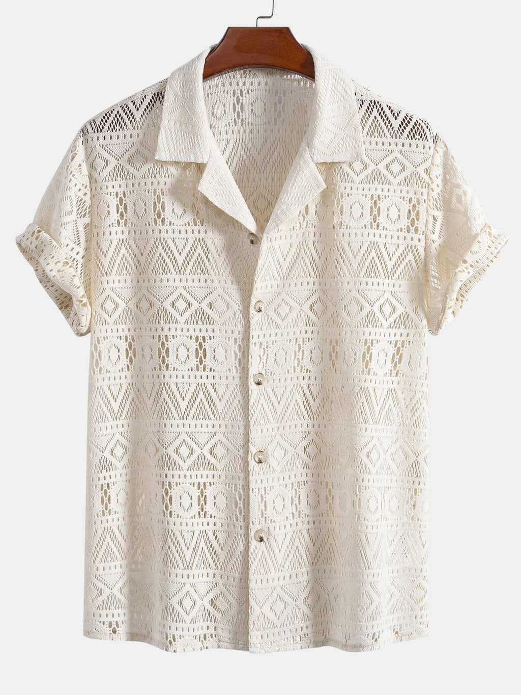 Men's Lace Short Sleeve Shirt and Pants Set