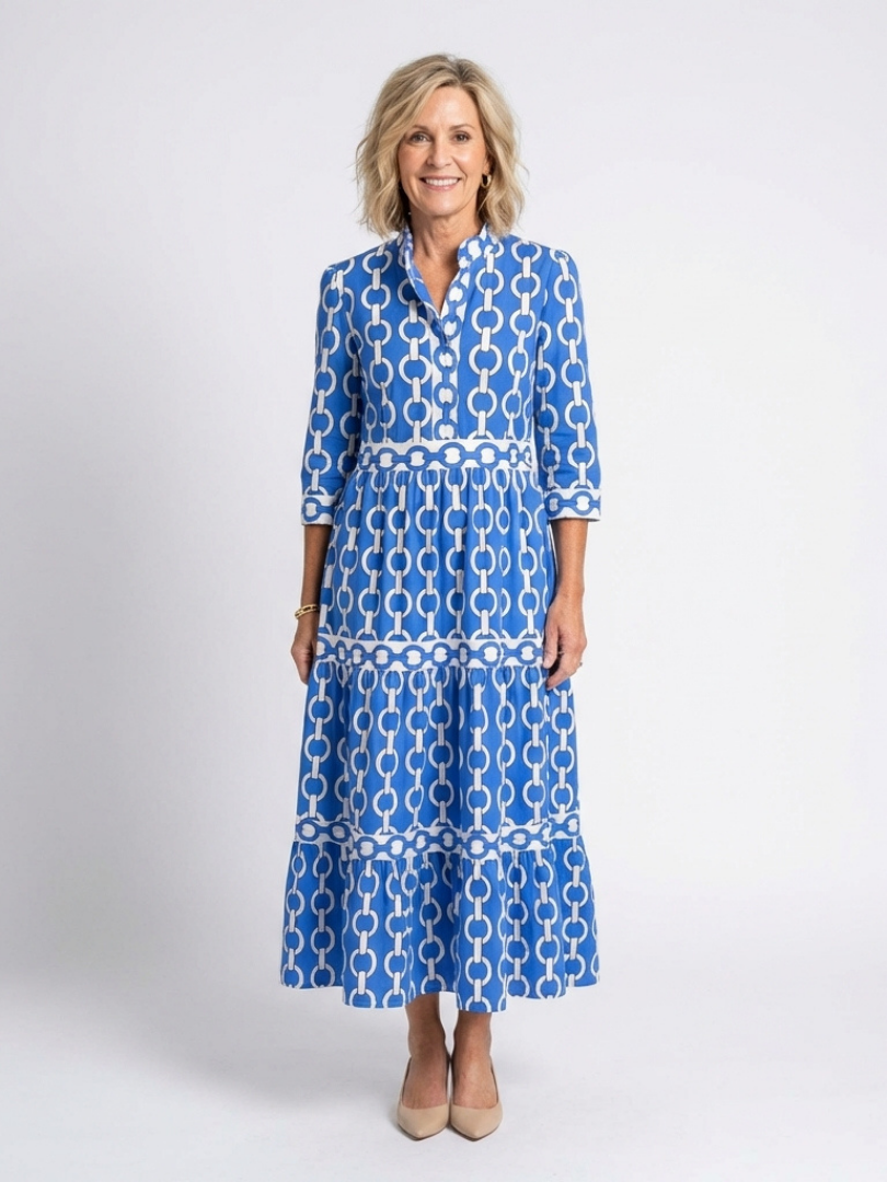 Women’s Geometric Print Tiered Maxi Dress