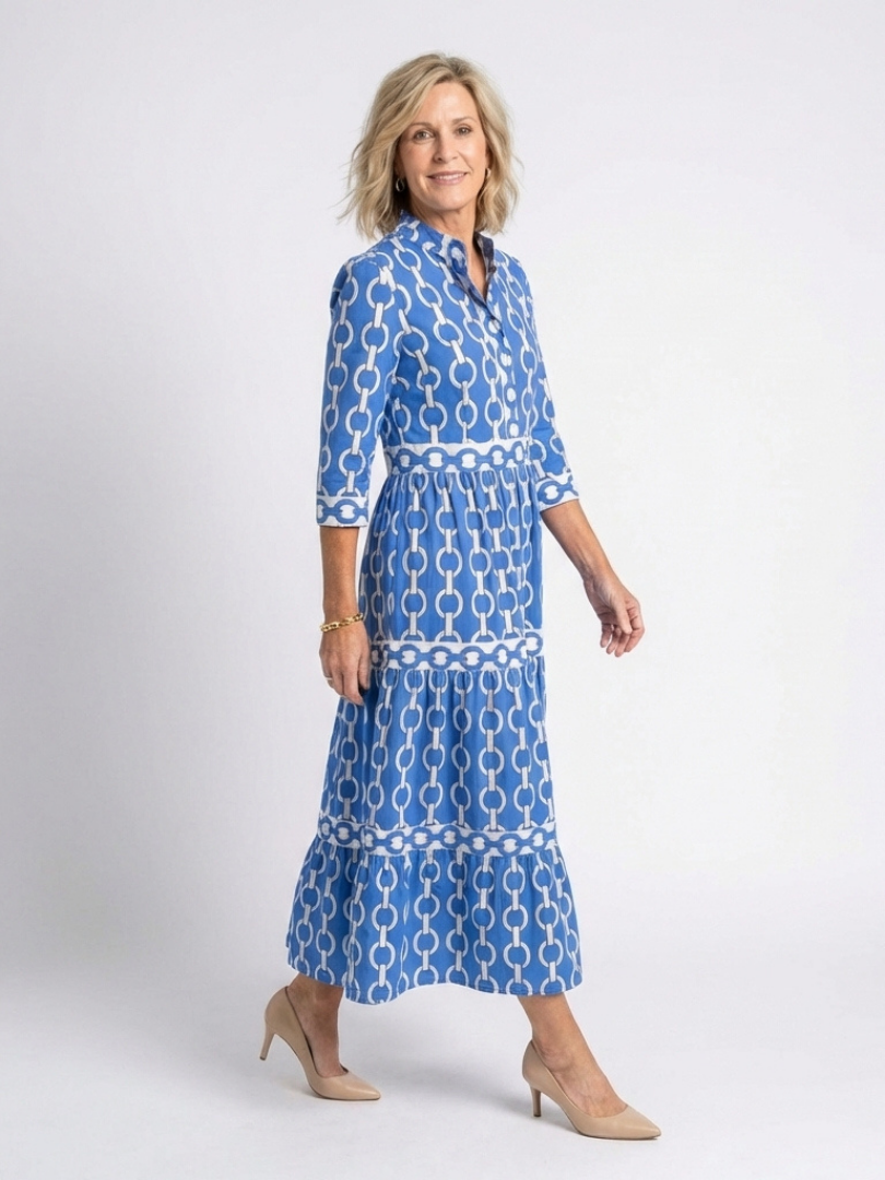Women’s Geometric Print Tiered Maxi Dress