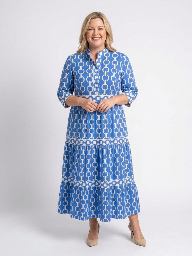Women’s Geometric Print Tiered Maxi Dress