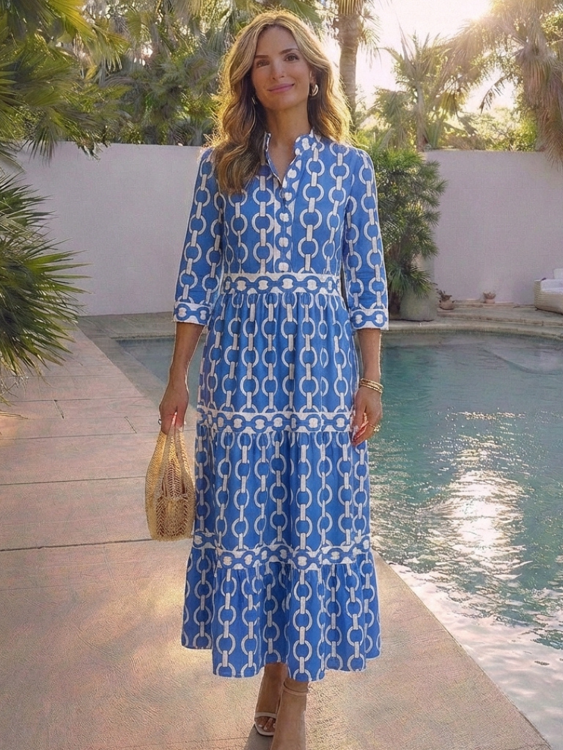 Women’s Geometric Print Tiered Maxi Dress