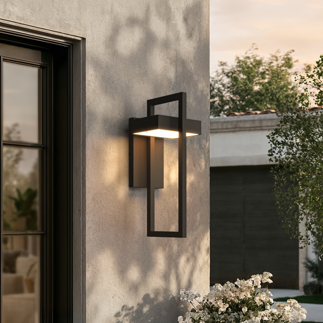 Modern Geometric LED Outdoor Wall Sconce Architectural Entryway Light