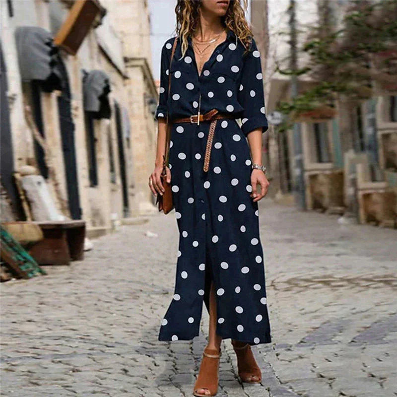 Covernorth Women’s Polka Dot Maxi Shirt Dress