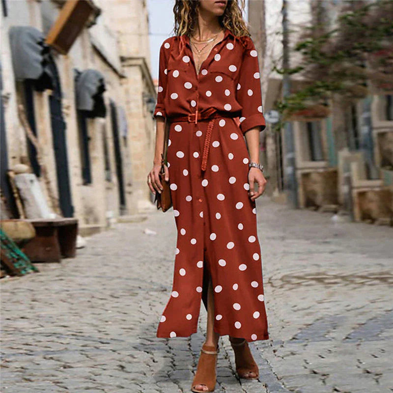Covernorth Women’s Polka Dot Maxi Shirt Dress