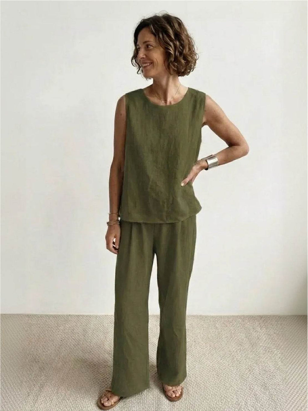 Covernorth Women’s Sleeveless Linen Two-Piece Set