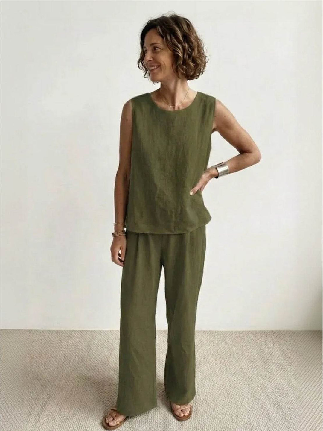 Covernorth Women’s Sleeveless Linen Two-Piece Set