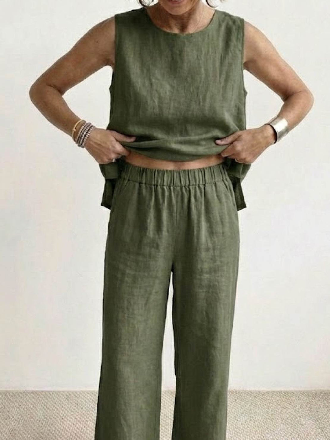 Covernorth Women’s Sleeveless Linen Two-Piece Set