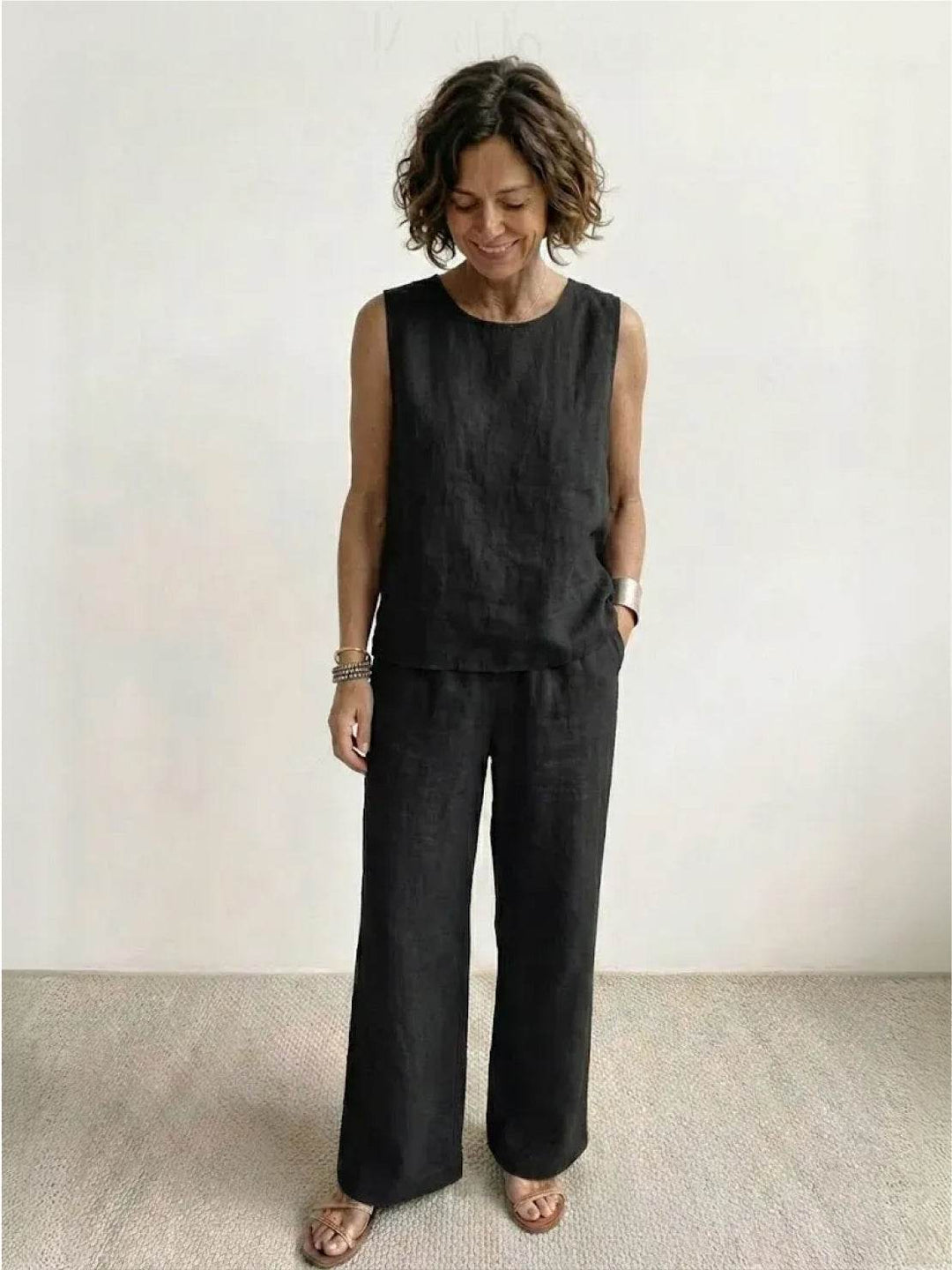 Covernorth Women’s Sleeveless Linen Two-Piece Set