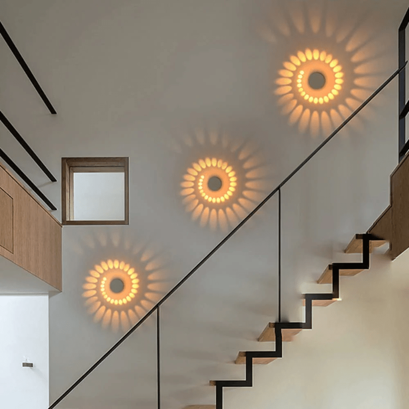 Spiral LED Wall Lamp | Ambient Art Effect | Hallway & Staircase