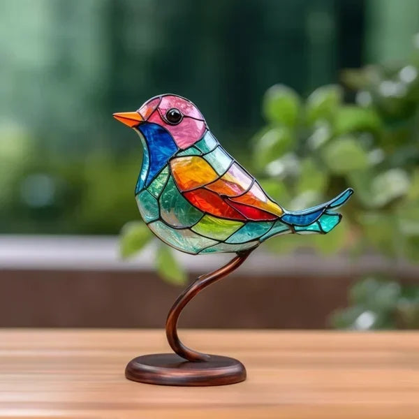 Vibrant Glass Bird Art Sculpture Figurine