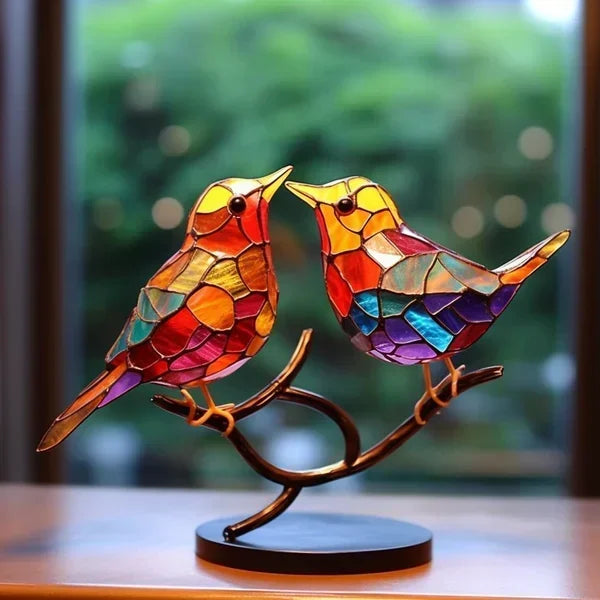 Vibrant Glass Bird Art Sculpture Figurine