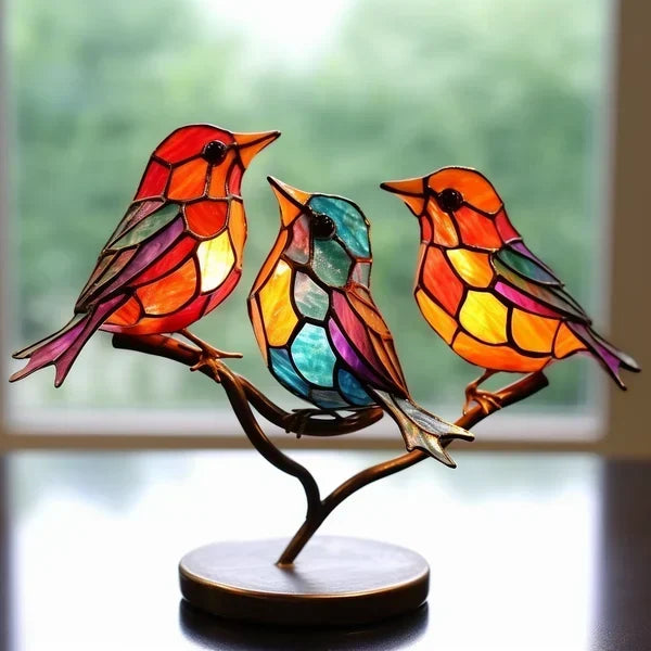 Vibrant Glass Bird Art Sculpture Figurine