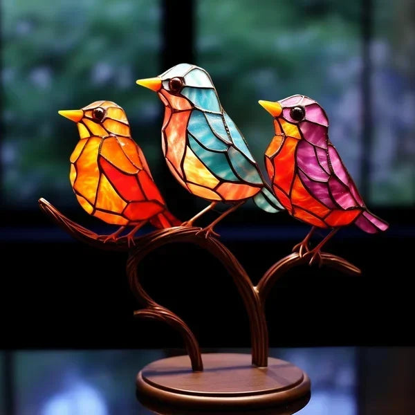 Vibrant Glass Bird Art Sculpture Figurine