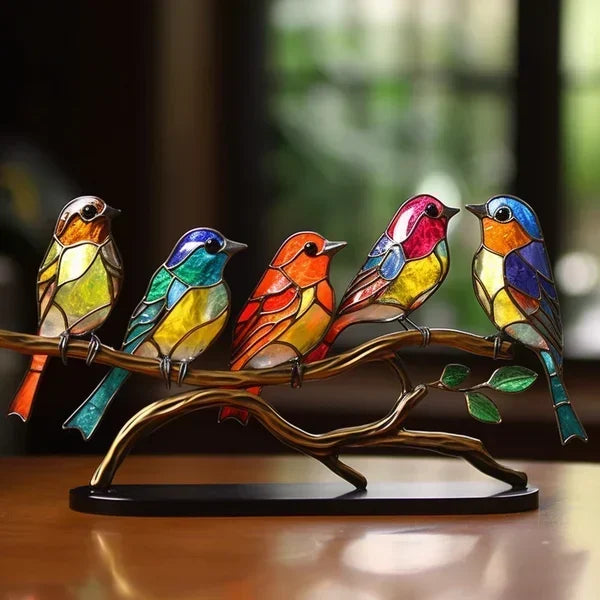 Vibrant Glass Bird Art Sculpture Figurine